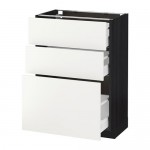 МЕТОД / МАКСИМЕРА Напольный шкаф с 3 ящиками - под дерево черный, Хэггеби белый, 60x37 см