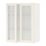 МЕТОД Навесной шкаф с полками/2 стекл дв - 60x80 см, Хитарп белый с оттенком, белый