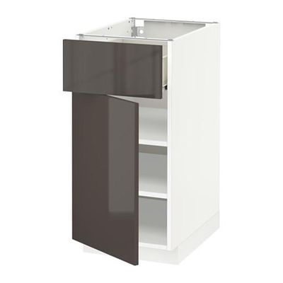 МЕТОД / ФОРВАРА Напольный шкаф с ящиком/дверью - 40x60 см, Рингульт глянцевый серый, белый МЕТОД / ФОРВАРА Напольный шкаф с ящиком/дверью - 40x60 см, Рингульт глянцевый серый, белый