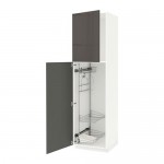 МЕТОД Выс шк с отд д/акс д/убрк - белый, Рингульт глянцевый серый, 60x60x220 см МЕТОД Выс шк с отд д/акс д/убрк - белый, Рингульт глянцевый серый, 60x60x220 см