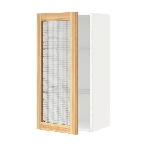 МЕТОД Навесной шкаф с полками/стекл дв - белый, Торхэмн естественный ясень, 40x80 см МЕТОД Навесной шкаф с полками/стекл дв - белый, Торхэмн естественный ясень, 40x80 см