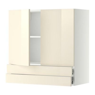 МЕТОД / ФОРВАРА Навесной шкаф/2дверцы/2ящика - 80x80 см, Рингульт глянцевый кремовый, белый МЕТОД / ФОРВАРА Навесной шкаф/2дверцы/2ящика - 80x80 см, Рингульт глянцевый кремовый, белый