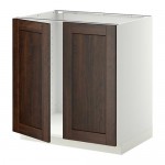 МЕТОД Напольн шкаф д раковины+2 двери - белый, Эдсерум под дерево коричневый