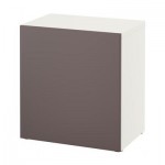 БЕСТО Стеллаж с дверью - белый/Вальвикен темно-коричневый