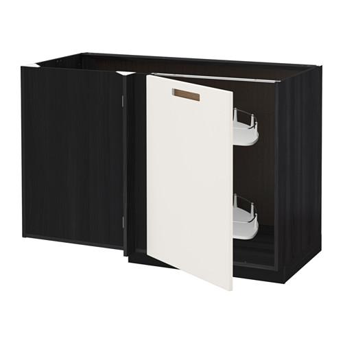 МЕТОД Угловой напол шкаф с выдвижн секц - Мэрста белый, под дерево черный МЕТОД Угловой напол шкаф с выдвижн секц - Мэрста белый, под дерево черный