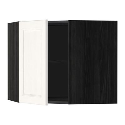 МЕТОД Угловой навесной шкаф с полками - 68x60 см, Лаксарби белый, под дерево черный