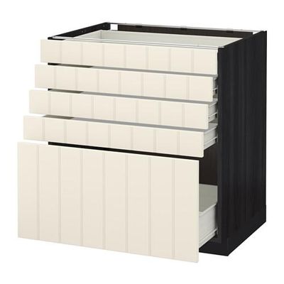 МЕТОД / ФОРВАРА Напольный шкаф с 5 ящиками - 80x60 см, Хитарп белый с оттенком, под дерево черный МЕТОД / ФОРВАРА Напольный шкаф с 5 ящиками - 80x60 см, Хитарп белый с оттенком, под дерево черный