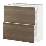 МЕТОД / МАКСИМЕРА Напольный шкаф/2фасада/3ящика - белый, Воксторп под грецкий орех, 80x37 см МЕТОД / МАКСИМЕРА Напольный шкаф/2фасада/3ящика - белый, Воксторп под грецкий орех, 80x37 см