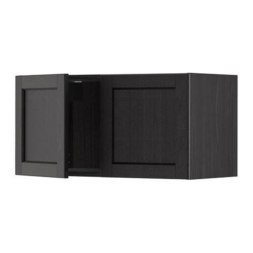МЕТОД Навесной шкаф с 2 дверями - под дерево черный, Лерх черная морилка