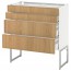 МЕТОД / МАКСИМЕРА Нплн шк 4 фронт/2 низк/2средн ящ - белый, Экестад дуб, 80x37x60 см