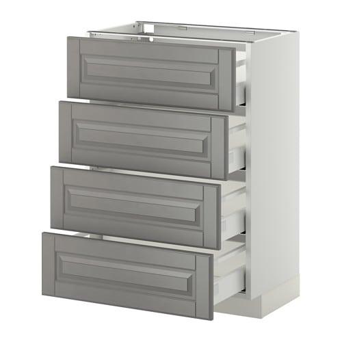МЕТОД / МАКСИМЕРА Напольн шкаф 4 фронт панели/4 ящика - белый, Будбин серый, 60x37 см МЕТОД / МАКСИМЕРА Напольн шкаф 4 фронт панели/4 ящика - белый, Будбин серый, 60x37 см