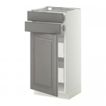 МЕТОД / ФОРВАРА Нплн шк двр/2фрнт/2нзк/2срд ящ - белый, Будбин серый, 40x37 см