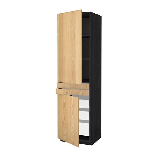 МЕТОД / МАКСИМЕРА Высок шкаф+полки/5ящк/2дверцы/2фрнт - под дерево черный, Экестад дуб, 60x60x220 см МЕТОД / МАКСИМЕРА Высок шкаф+полки/5ящк/2дверцы/2фрнт - под дерево черный, Экестад дуб, 60x60x220 см