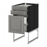 МЕТОД / ФОРВАРА Напольн шкаф 3фронт пнл/2низ/2ср ящ - 40x60x60 см, Будбин серый, под дерево черный МЕТОД / ФОРВАРА Напольн шкаф 3фронт пнл/2низ/2ср ящ - 40x60x60 см, Будбин серый, под дерево черный