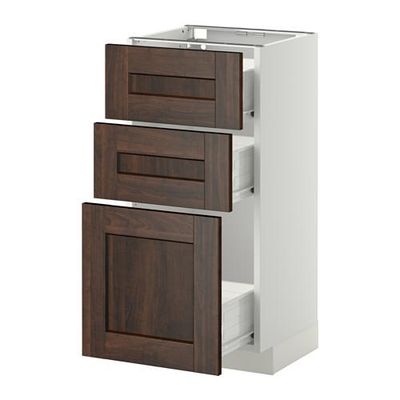 МЕТОД / ФОРВАРА Напольный шкаф с 3 ящиками - 40x37 см, Эдсерум под дерево коричневый, белый МЕТОД / ФОРВАРА Напольный шкаф с 3 ящиками - 40x37 см, Эдсерум под дерево коричневый, белый