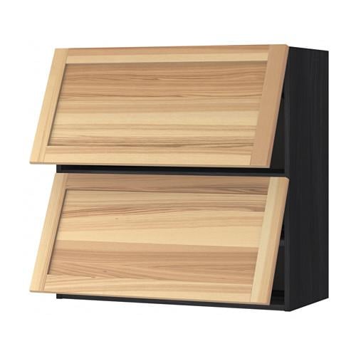 МЕТОД Навесной шкаф/2 дверцы, горизонтал - под дерево черный, Торхэмн естественный ясень, 80x80 см