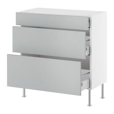 ФАКТУМ Напольный шкаф с 3 ящиками - Аплод серый, 80x37 см