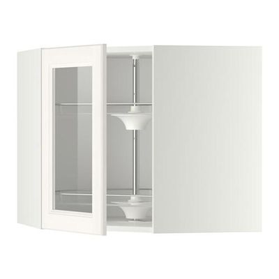 МЕТОД Углов навесн шк с врщ скц/сткл дв - 68x60 см, Лаксарби белый, белый