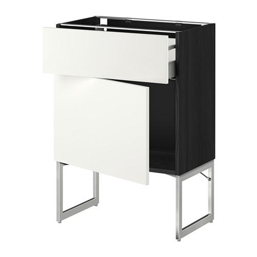 МЕТОД / МАКСИМЕРА Напольный шкаф с ящиком/дверью - под дерево черный, Хэггеби белый, 60x37x60 см МЕТОД / МАКСИМЕРА Напольный шкаф с ящиком/дверью - под дерево черный, Хэггеби белый, 60x37x60 см