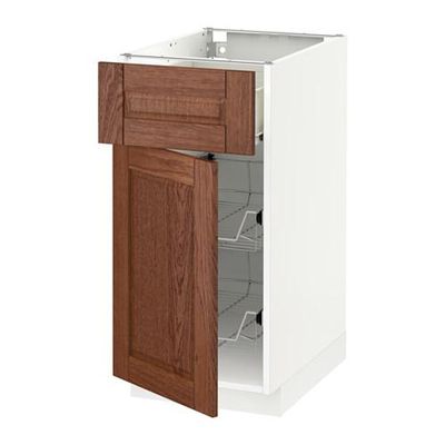 МЕТОД / ФОРВАРА Напольн шкаф с пров корз/ящ/дверью - 40x60 см, Филипстад коричневый, белый