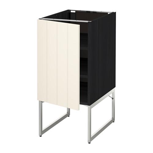 МЕТОД Напольный шкаф с полками - под дерево черный, Хитарп белый с оттенком, 40x60x60 см