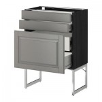 МЕТОД / ФОРВАРА Напольн шкаф 3фронт пнл/2низ/2ср ящ - 60x37x60 см, Будбин серый, под дерево черный МЕТОД / ФОРВАРА Напольн шкаф 3фронт пнл/2низ/2ср ящ - 60x37x60 см, Будбин серый, под дерево черный