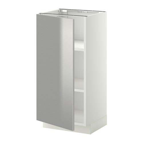 METOD напольный шкаф с полками белый/Гревста нержавеющ сталь 40x39.4x88 cm METOD напольный шкаф с полками белый/Гревста нержавеющ сталь 40x39.4x88 cm