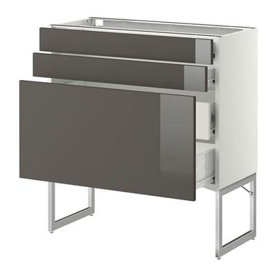 МЕТОД / ФОРВАРА Напольн шкаф 3фронт пнл/2низ/2ср ящ - 80x37x60 см, Рингульт глянцевый серый, белый МЕТОД / ФОРВАРА Напольн шкаф 3фронт пнл/2низ/2ср ящ - 80x37x60 см, Рингульт глянцевый серый, белый