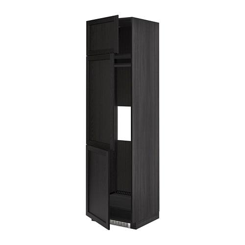 МЕТОД Выс шкаф для хол/мороз с 3 дверями - под дерево черный, Лерх черная морилка, 60x60x220 см МЕТОД Выс шкаф для хол/мороз с 3 дверями - под дерево черный, Лерх черная морилка, 60x60x220 см