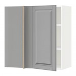 МЕТОД Угловой навесной шкаф с полками - белый, Будбин серый, 88x37x80 см