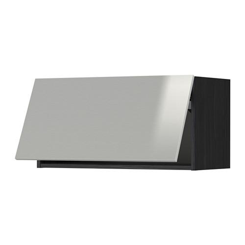 МЕТОД Горизонтальный навесной шкаф - под дерево черный, Гревста нержавеющ сталь, 80x40 см МЕТОД Горизонтальный навесной шкаф - под дерево черный, Гревста нержавеющ сталь, 80x40 см