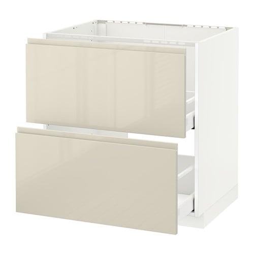 МЕТОД / МАКСИМЕРА Напольн шк п-мойку+2фрнт пнл/2 ящ - белый, Воксторп глянцевый светло-бежевый, 80x60 см МЕТОД / МАКСИМЕРА Напольн шк п-мойку+2фрнт пнл/2 ящ - белый, Воксторп глянцевый светло-бежевый, 80x60 см