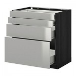 МЕТОД / ФОРВАРА Напольн шкаф 4 фронт панели/4 ящика - 80x60 см, Гревста нержавеющ сталь, под дерево черный МЕТОД / ФОРВАРА Напольн шкаф 4 фронт панели/4 ящика - 80x60 см, Гревста нержавеющ сталь, под дерево черный