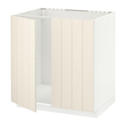 МЕТОД Напольн шкаф д раковины+2 двери - белый, Хитарп белый с оттенком МЕТОД Напольн шкаф д раковины+2 двери - белый, Хитарп белый с оттенком