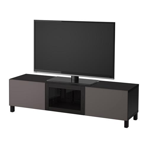 БЕСТО Тумба под ТВ с ящиками и дверцей - черно-коричневый Грундсвикен/темно-серый прозрачное стекло, направляющие ящика, плавно закр БЕСТО Тумба под ТВ с ящиками и дверцей - черно-коричневый Грундсвикен/темно-серый прозрачное стекло, направляющие ящика, плавно закр