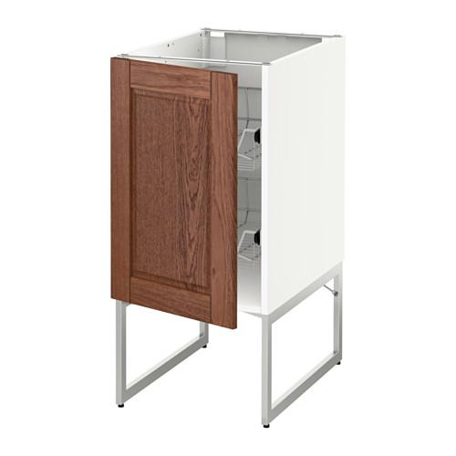 МЕТОД Напольный шкаф с проволочн ящиками - белый, Филипстад коричневый, 40x60x60 см