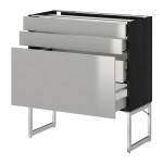 МЕТОД / МАКСИМЕРА Напольн шкаф 3фронт пнл/2низ/2ср ящ - под дерево черный, Гревста нержавеющ сталь, 80x37x60 см МЕТОД / МАКСИМЕРА Напольн шкаф 3фронт пнл/2низ/2ср ящ - под дерево черный, Гревста нержавеющ сталь, 80x37x60 см