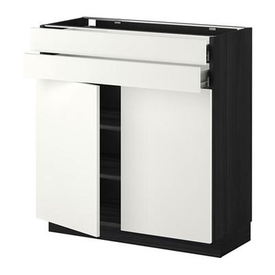 МЕТОД / ФОРВАРА Напольный шкаф/2дверцы/2ящика - Хэггеби белый, под дерево черный МЕТОД / ФОРВАРА Напольный шкаф/2дверцы/2ящика - Хэггеби белый, под дерево черный