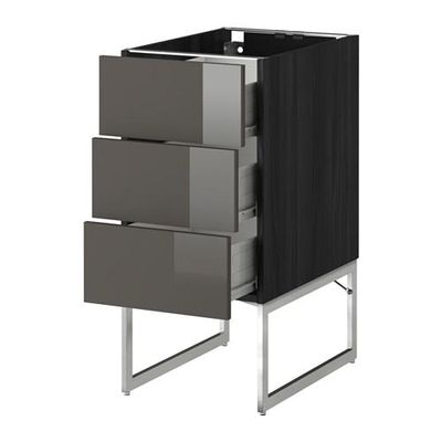 МЕТОД / ФОРВАРА Нплн шк 3 фрнт/3 средн ящика - 40x60x60 см, Рингульт глянцевый серый, под дерево черный МЕТОД / ФОРВАРА Нплн шк 3 фрнт/3 средн ящика - 40x60x60 см, Рингульт глянцевый серый, под дерево черный