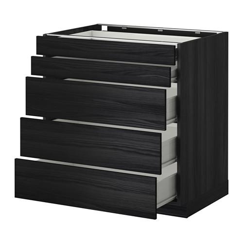 МЕТОД / ФОРВАРА Нплн шк 5фрнт/2нзк/3срд ящ - под дерево черный, Тингсрид под дерево черный, 80x60 см