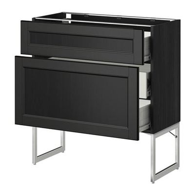 МЕТОД / ФОРВАРА Наполн шк 2 фрнт/3 средн ящ - 80x37x60 см, Лаксарби черно-коричневый, под дерево черный