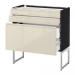 МЕТОД / МАКСИМЕРА Напольн шкаф 3фронт пнл/2низ/2ср ящ - под дерево черный, Воксторп глянцевый светло-бежевый, 80x37x60 см МЕТОД / МАКСИМЕРА Напольн шкаф 3фронт пнл/2низ/2ср ящ - под дерево черный, Воксторп глянцевый светло-бежевый, 80x37x60 см