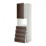 МЕТОД / ФОРВАРА Высок шкаф д/духовки/дверца/4ящика - 60x60x200 см, Эдсерум под дерево коричневый, белый