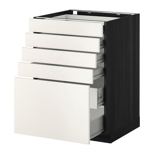 МЕТОД / ФОРВАРА Нплн шк 5фронт/4нзк/2срд ящ - под дерево черный, Веддинге белый, 60x60 см