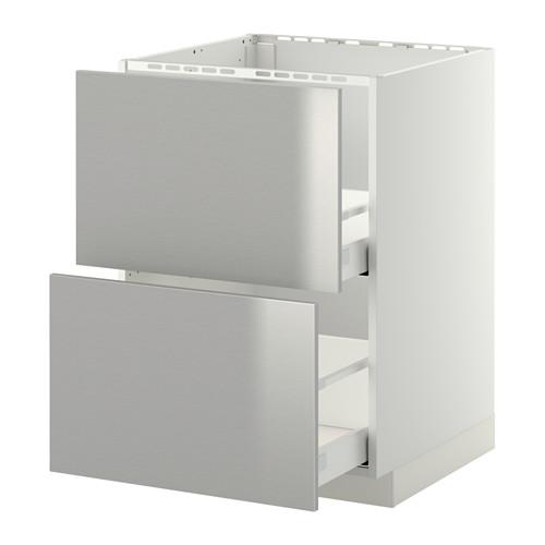 МЕТОД / МАКСИМЕРА Напольн шк п-мойку+2фрнт пнл/2 ящ - белый, Гревста нержавеющ сталь, 60x60 см МЕТОД / МАКСИМЕРА Напольн шк п-мойку+2фрнт пнл/2 ящ - белый, Гревста нержавеющ сталь, 60x60 см