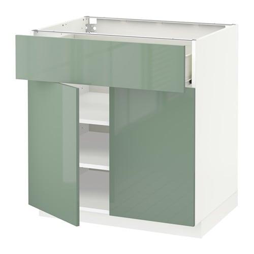 МЕТОД / ФОРВАРА Напольный шкаф+ящик/2дверцы - белый, Калларп глянцевый светло-зеленый МЕТОД / ФОРВАРА Напольный шкаф+ящик/2дверцы - белый, Калларп глянцевый светло-зеленый