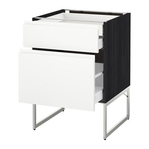 МЕТОД / МАКСИМЕРА Напольн шкаф 2фронт пнл/2низ/1вс ящ - под дерево черный, Воксторп белый, 60x60x60 см МЕТОД / МАКСИМЕРА Напольн шкаф 2фронт пнл/2низ/1вс ящ - под дерево черный, Воксторп белый, 60x60x60 см