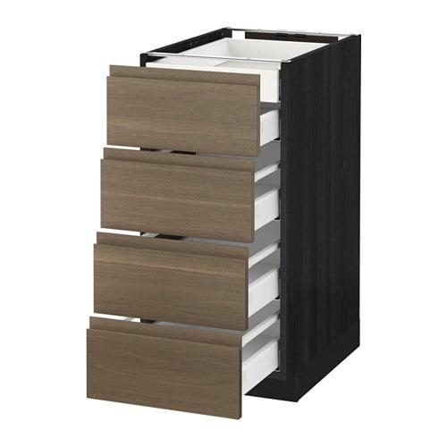 МЕТОД / МАКСИМЕРА Нплн шк 4фрнт/2нзк/3срд ящ - под дерево черный, Воксторп под грецкий орех, 40x60 см МЕТОД / МАКСИМЕРА Нплн шк 4фрнт/2нзк/3срд ящ - под дерево черный, Воксторп под грецкий орех, 40x60 см