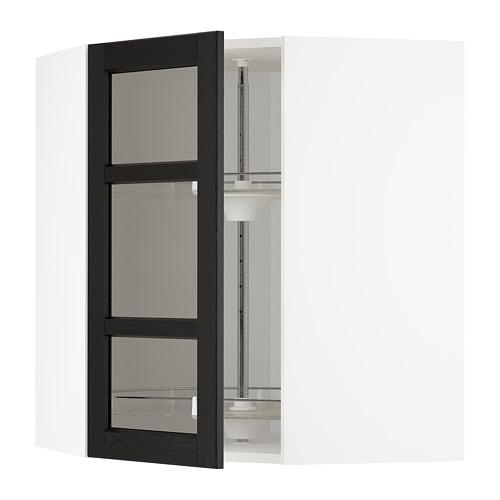 МЕТОД Углов навесн шк с врщ скц/сткл дв - белый, Лерх черная морилка, 68x80 см МЕТОД Углов навесн шк с врщ скц/сткл дв - белый, Лерх черная морилка, 68x80 см