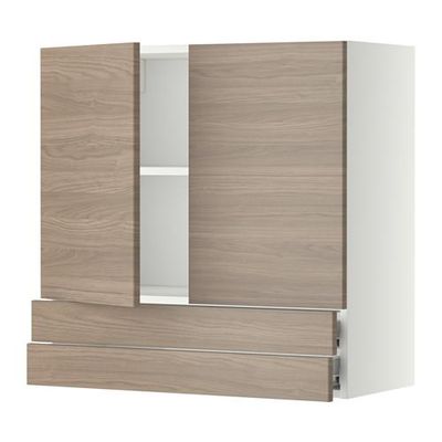 МЕТОД / ФОРВАРА Навесной шкаф/2дверцы/2ящика - 80x80 см, Брокхульт под грецкий орех светло-серый, белый МЕТОД / ФОРВАРА Навесной шкаф/2дверцы/2ящика - 80x80 см, Брокхульт под грецкий орех светло-серый, белый